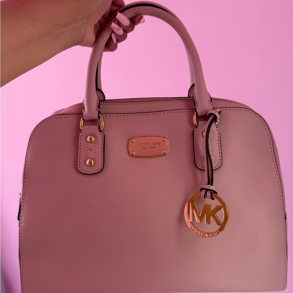 Michael Kors Pink Satchel with Gold Accents